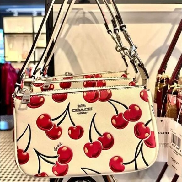 NWT ❤️ COACH CZ012 Nolita 19 With Cherry Print Purse Wristlet - Picture 2 of 9